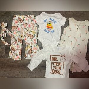 Adorable Bunny Bell Bottoms and Carrot Print Baby Easter Bundle